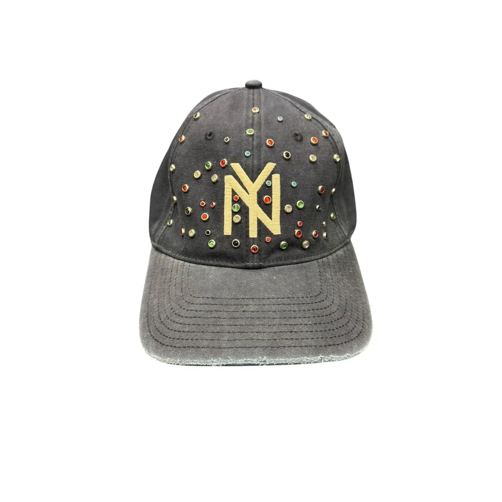 American Needle Baseball Cap Mens OSFM Black Excellent NY Rhinestone Studded